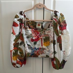 Farm Rio Forest Birds Smocked Blouse